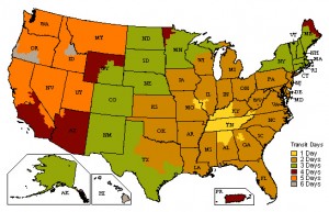UPS Ground Delivery Map